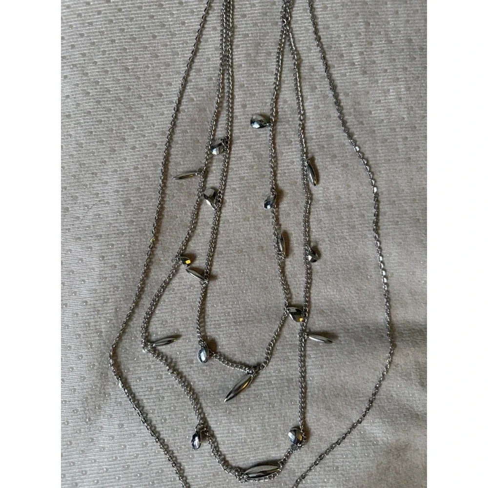 Paparazzi Layered‎ Necklace Set Womens OS Silver New Multi Strand Spike Charm
